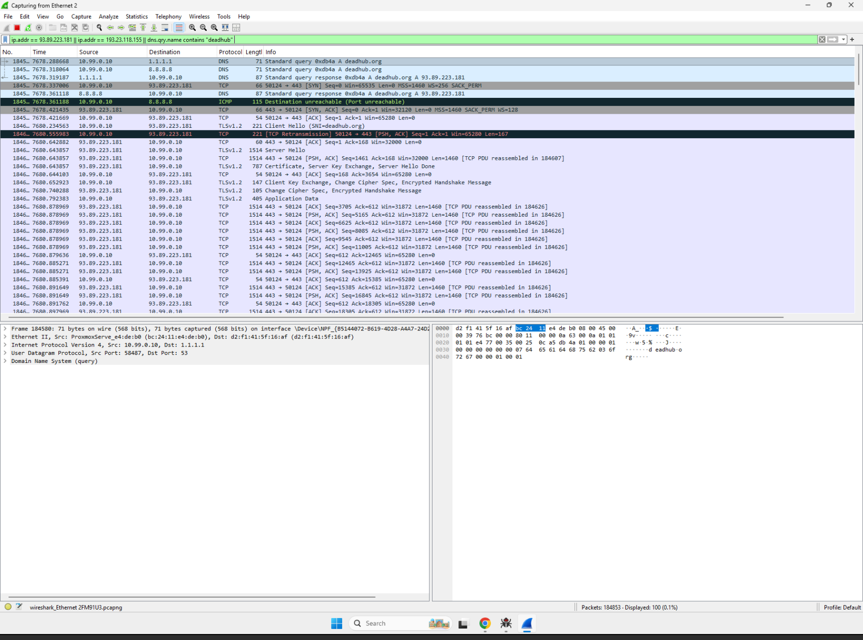 Wireshark Live C2 Traffic Capture